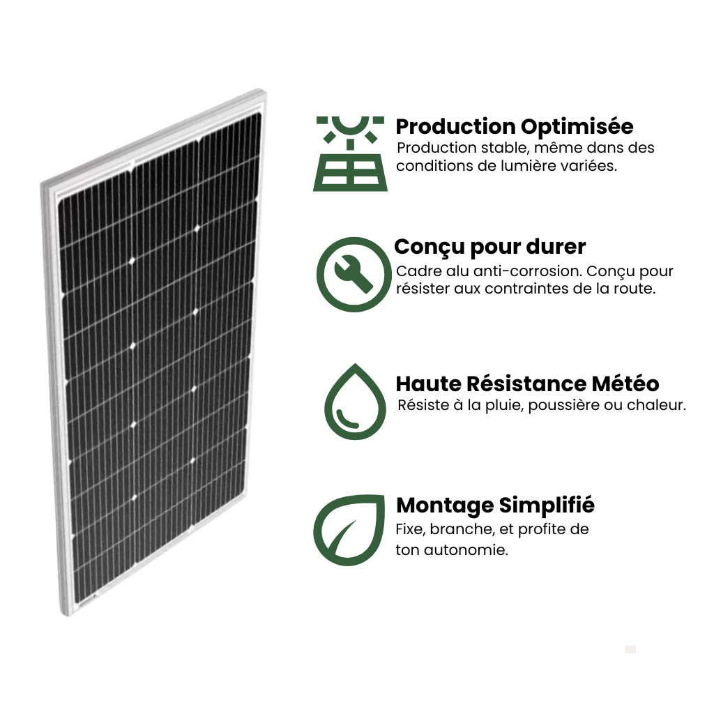Panneau solaire rigide 100W – Nomadia Core