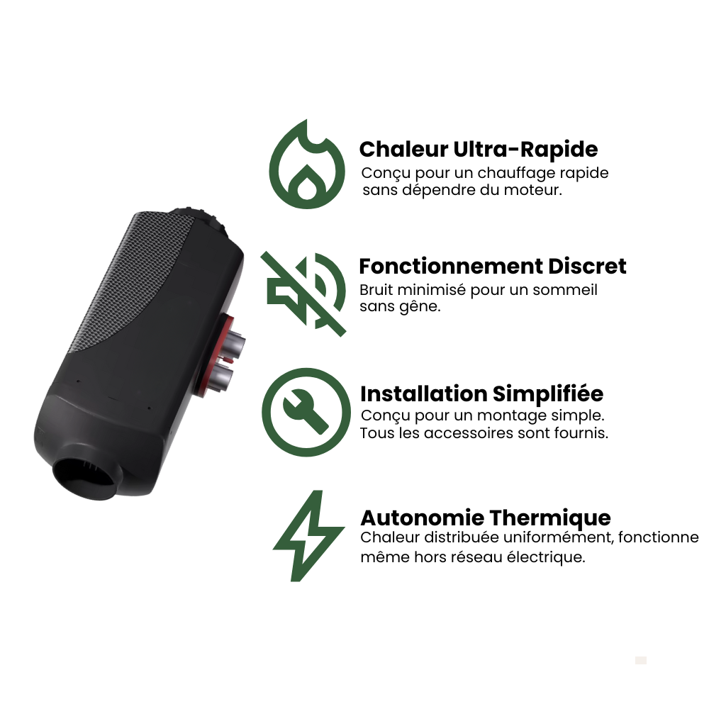 Chauffage diesel Bluetooth 12V/24V – Nomadia AirFlow 8K