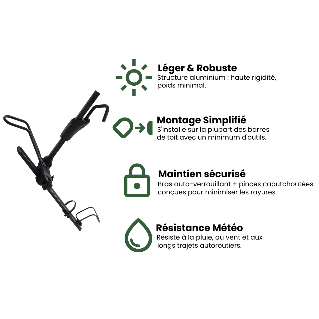 Porte-vélo de toit universel en aluminium – Nomadia RoofRide™