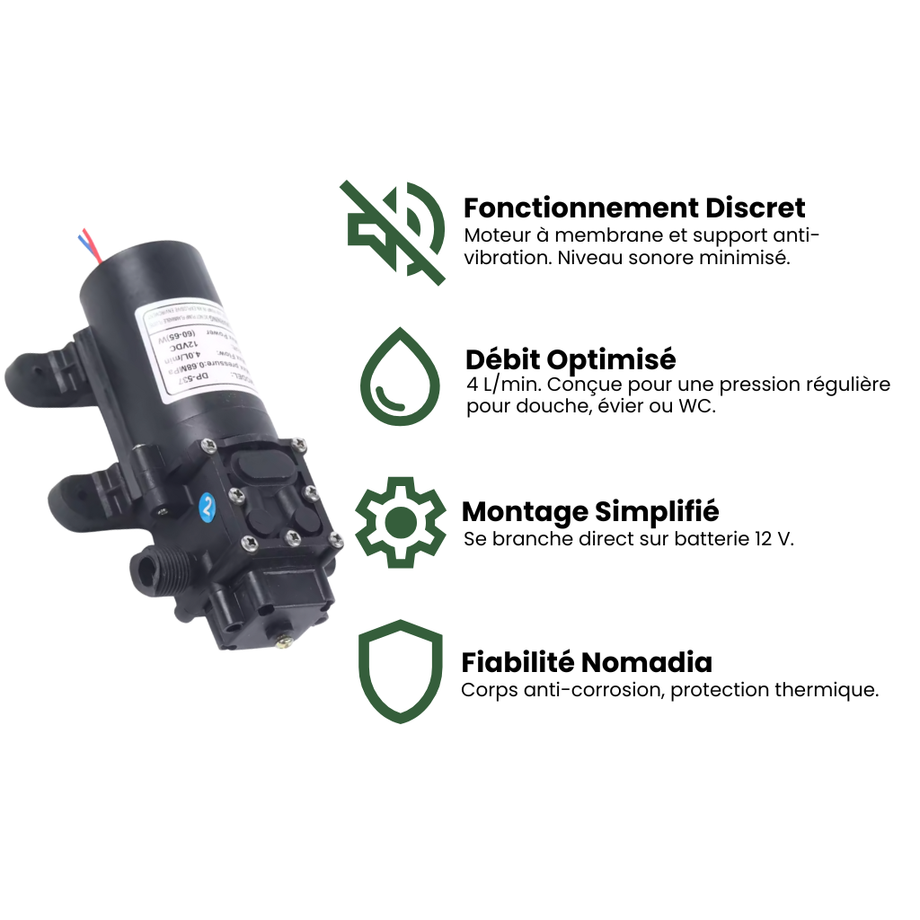 Pompe à eau 12V – Nomadia AquaPulse
