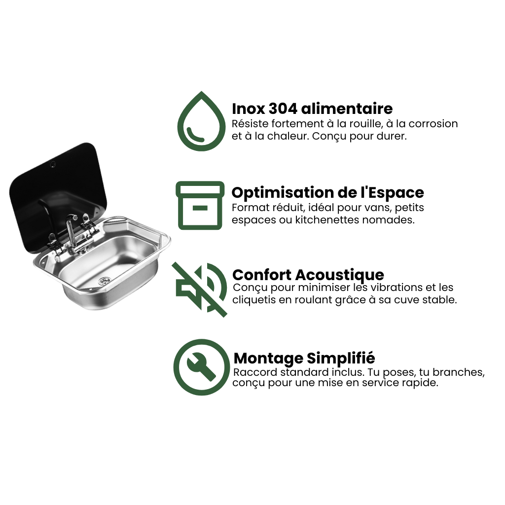Évier compact inox 304 – Nomadia CompactWash
