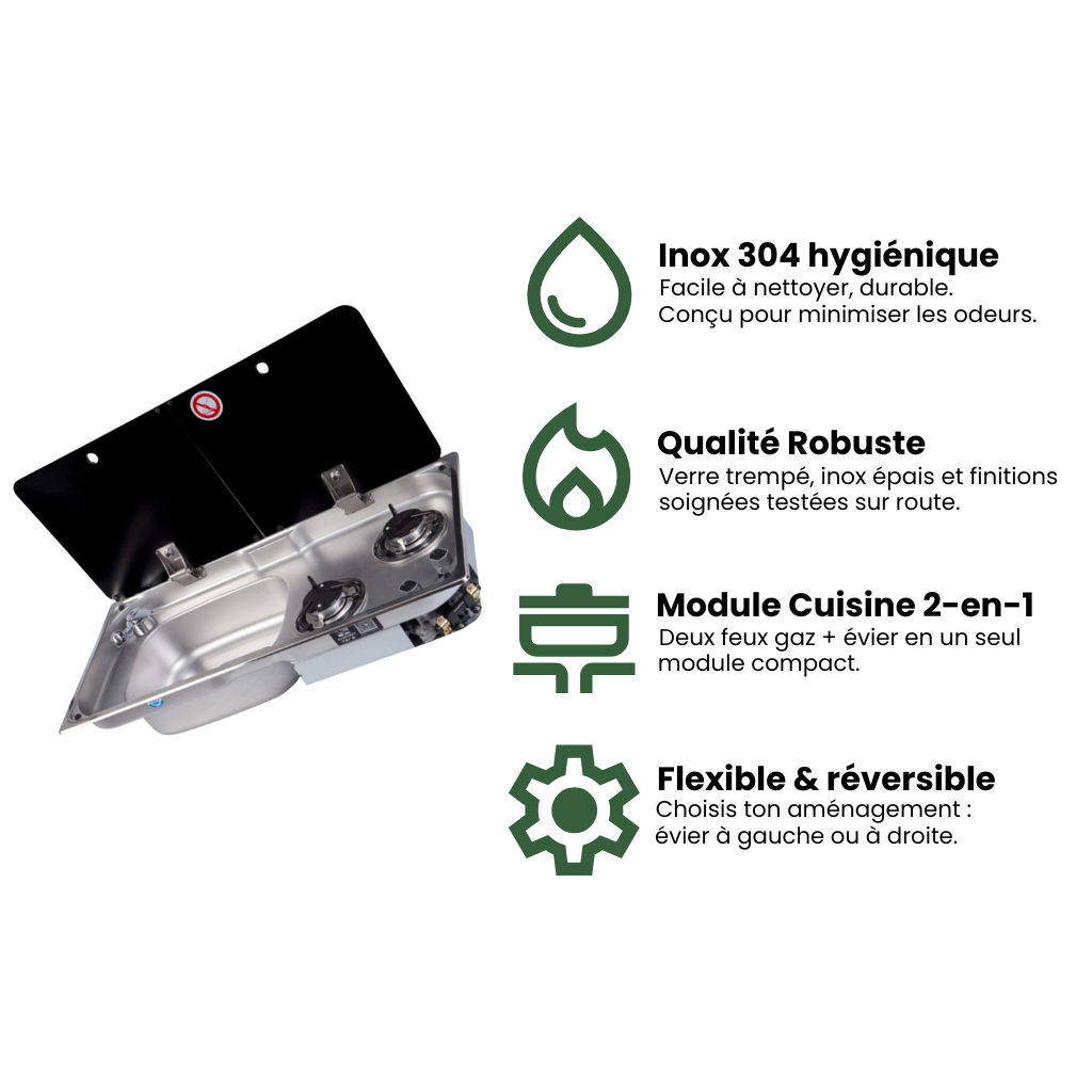 Réchaud inox 304 professionnel – Nomadia DuoHeat Pro