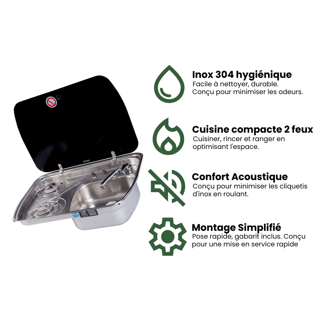 Réchaud inox 304 double feu – Nomadia DuoHeat