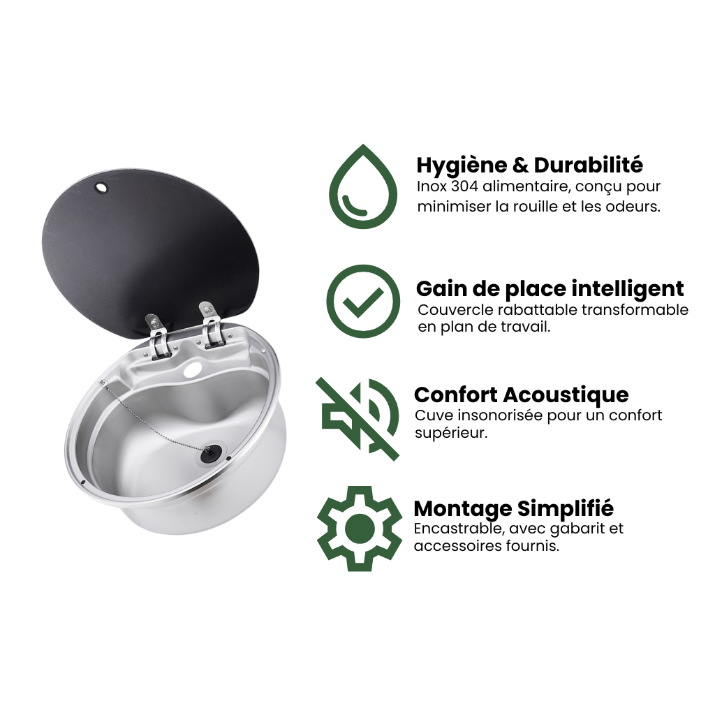 Évier inox 304 – Nomadia SinkFlow