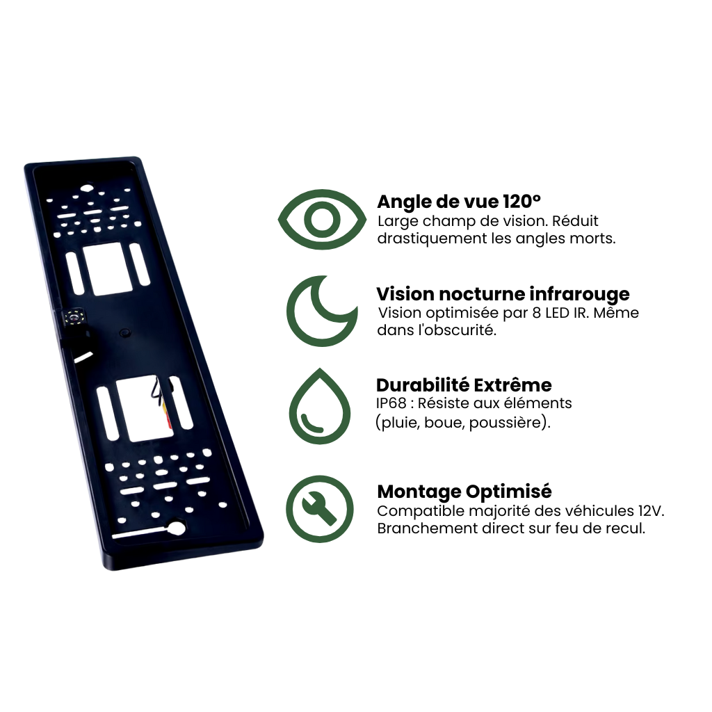 Caméra de recul plaque d’immatriculation – Nomadia RearVision Plate