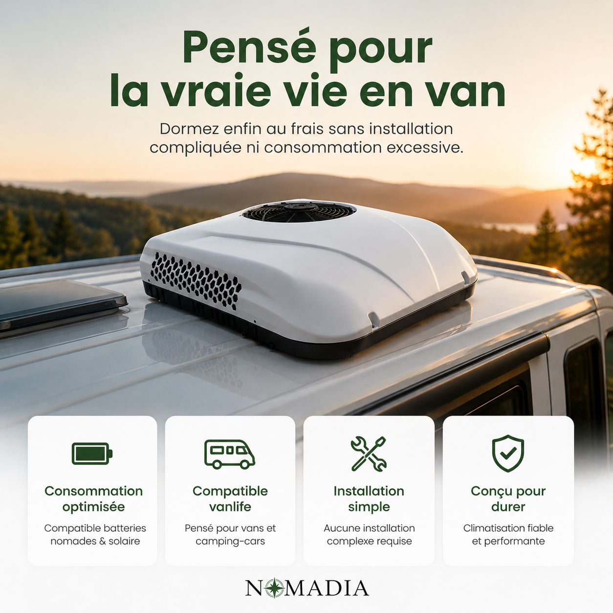 Climatiseur de Toit Camping-Car 12V — Nomadia Polaris