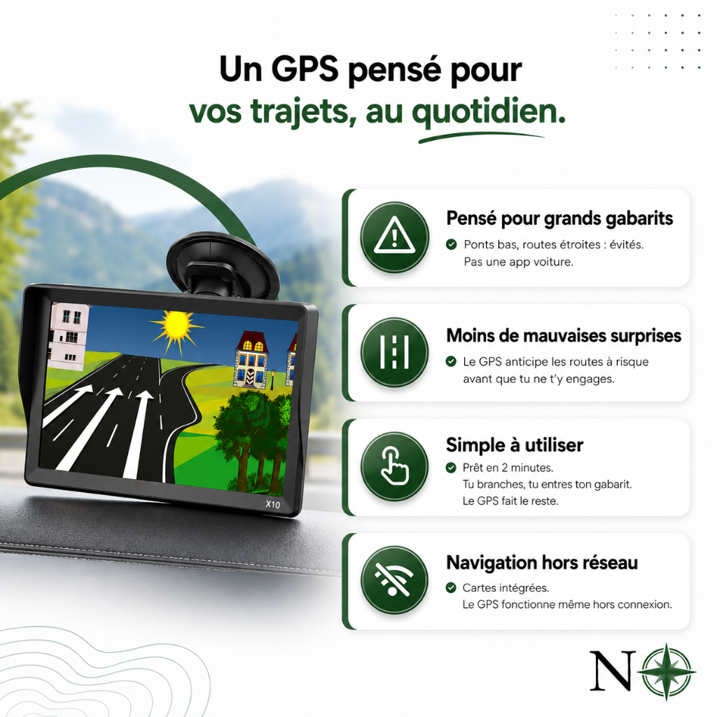 GPS 9 pouces Spécial Camping-Car & Van | NomadiaSafeRoute Pro