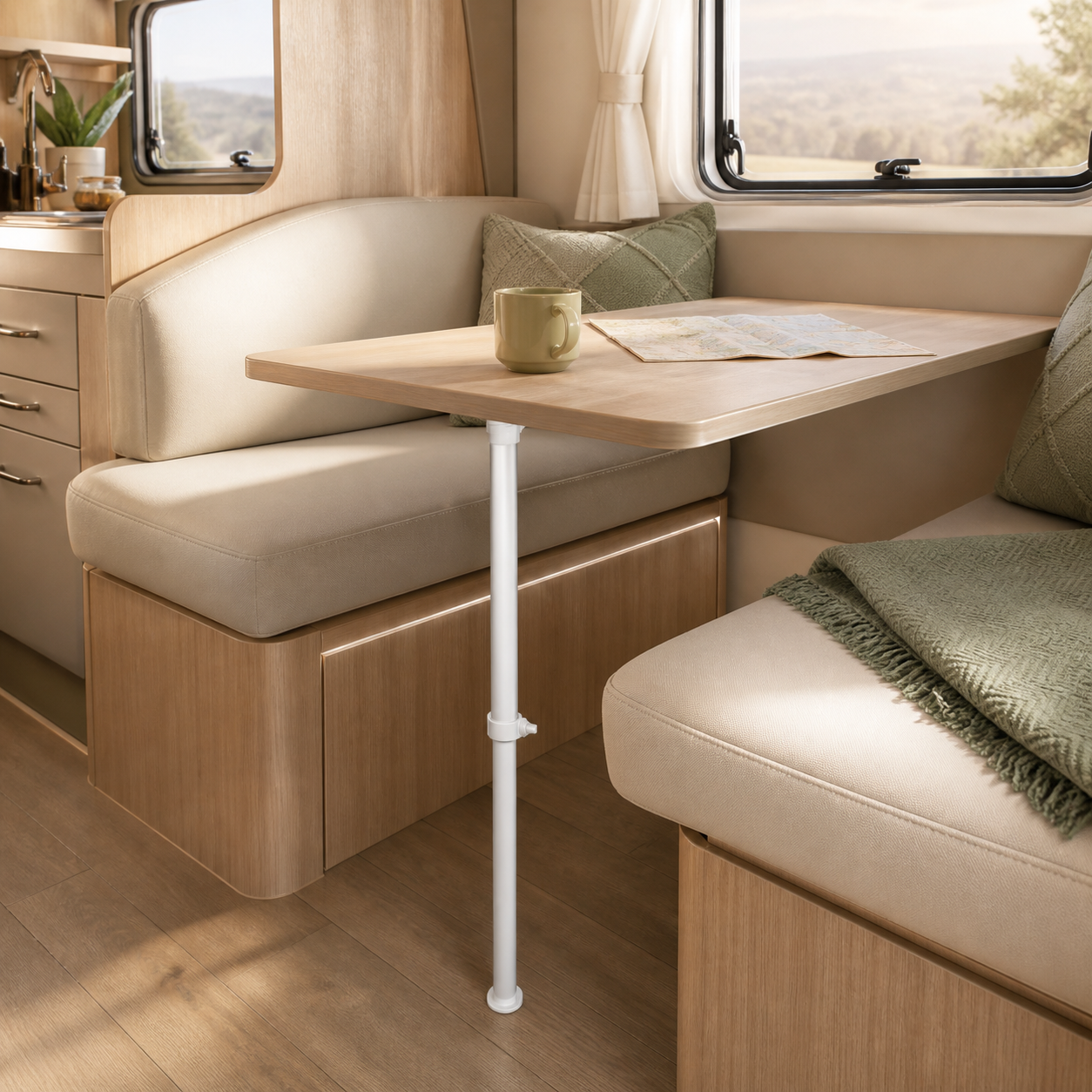 NomadiaLeg blanc installé dans un camping-car