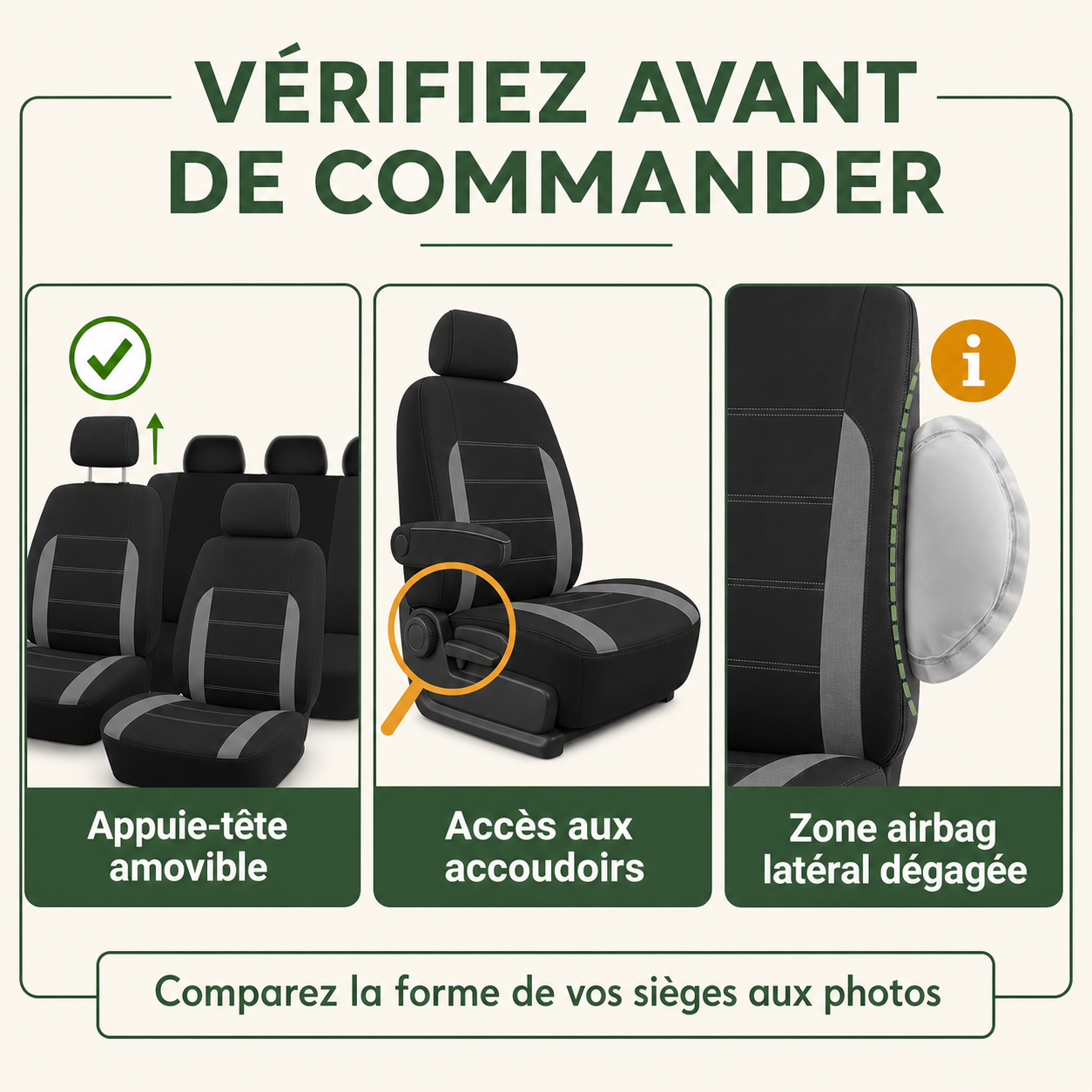 Points de compatibilité à vérifier pour NomadiaSeat