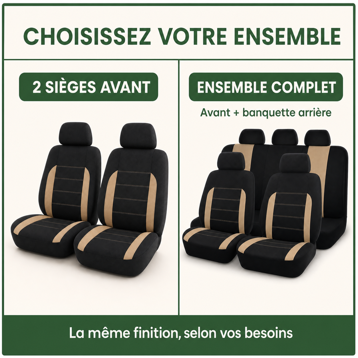 Choix entre deux sièges avant et ensemble complet NomadiaSeat