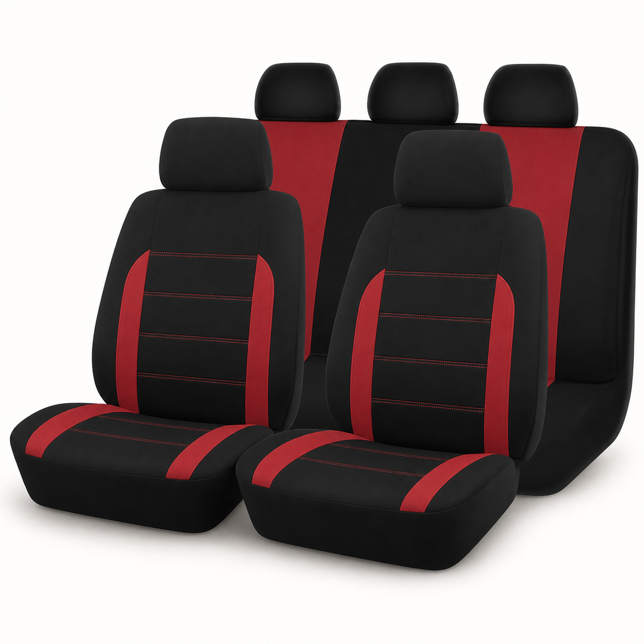 Housses NomadiaSeat rouges ensemble cinq places
