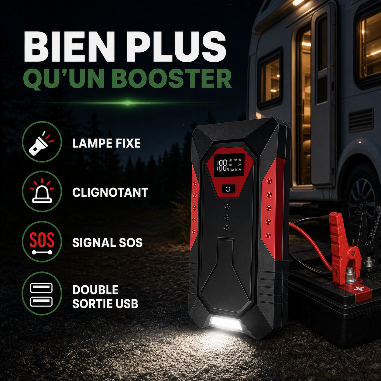 Lampe d’urgence SOS et sorties USB du NomadiaStart